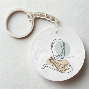 Hijab Linje Konst Marmor Nyckelring Akryl Nyckel