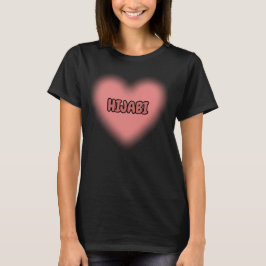HIJABI Söt Rosa Hjärtformad Hijab-design T Shirt