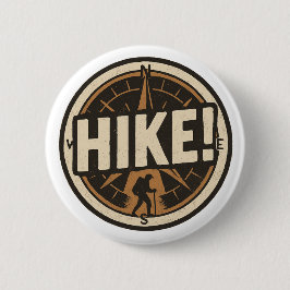 Hike! - Kompassknapp med Hiker Silhouette Knapp