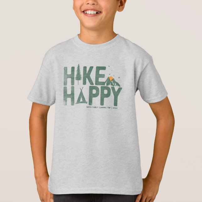Hike Lycklig Camper Hiker Hiker Hiking Family Pers T Shirt (Framsida)