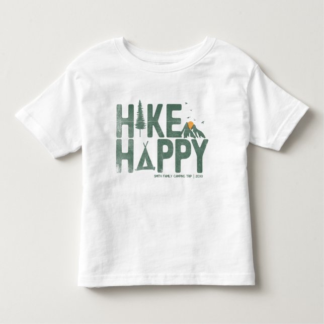 Hike Lycklig Camper Hiker Hiker Hiking Family Pers T Shirt (Framsida)