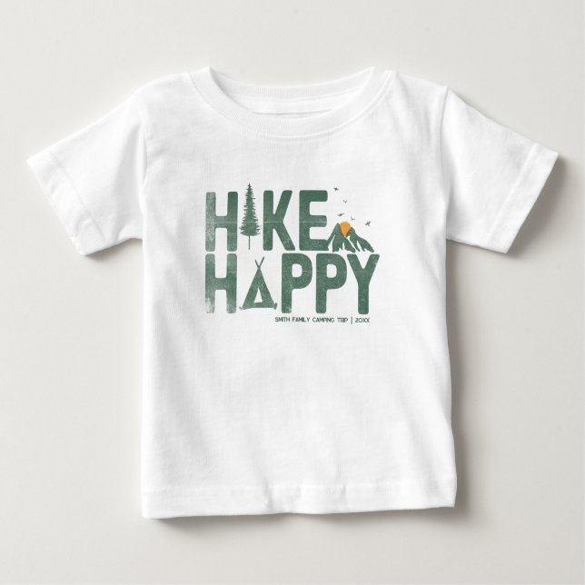 Hike Lycklig Camper Hiker Hiker Hiking Family Pers T Shirt (Framsida)