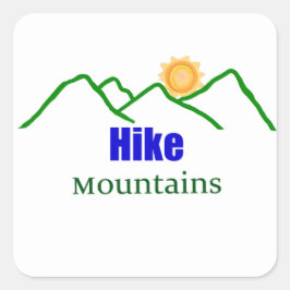 Hike Mountains Silhouette Sticker Fyrkantigt Klistermärke