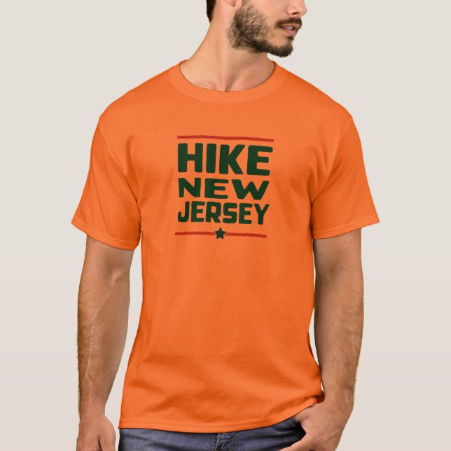 Hike New jersey (Star) - Blaze Orange Tee Shirt (Framsida)