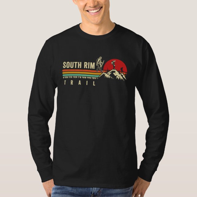 Hike South Rim Trail Grand Canyon Hiker  Retro Hik T Shirt (Framsida)