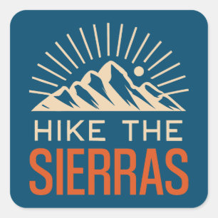 Hike the Sierras California Sunburst Fyrkantigt Klistermärke