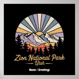 Hike Zion National Park Utah Explore Scenia Trails Poster