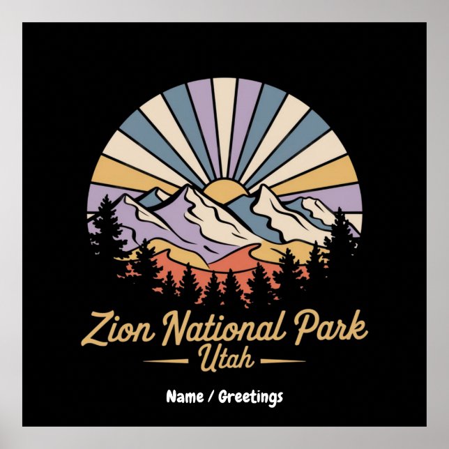 Hike Zion National Park Utah Explore Scenia Trails Poster (Framsidan)