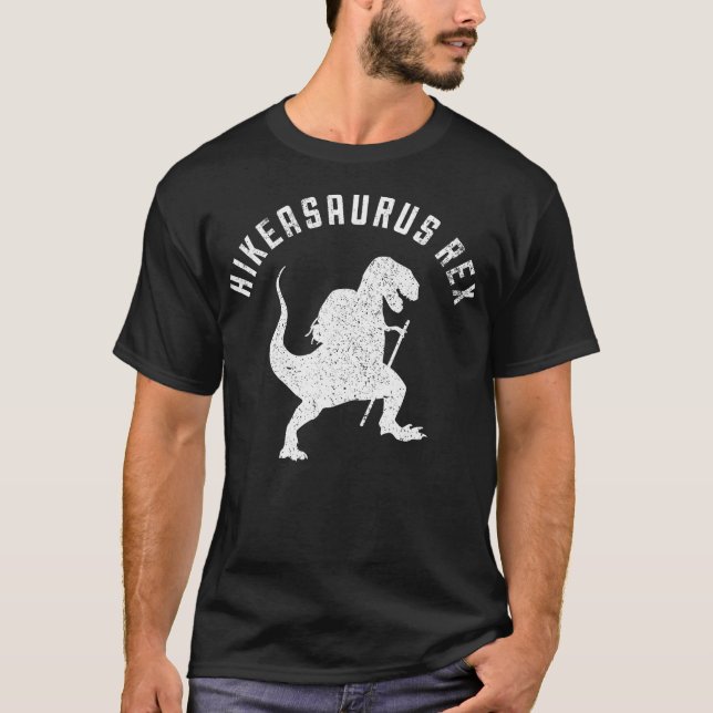 Hikeasaurus Rex Funny Dinosaur t Rex Hiking Shirt (Framsida)