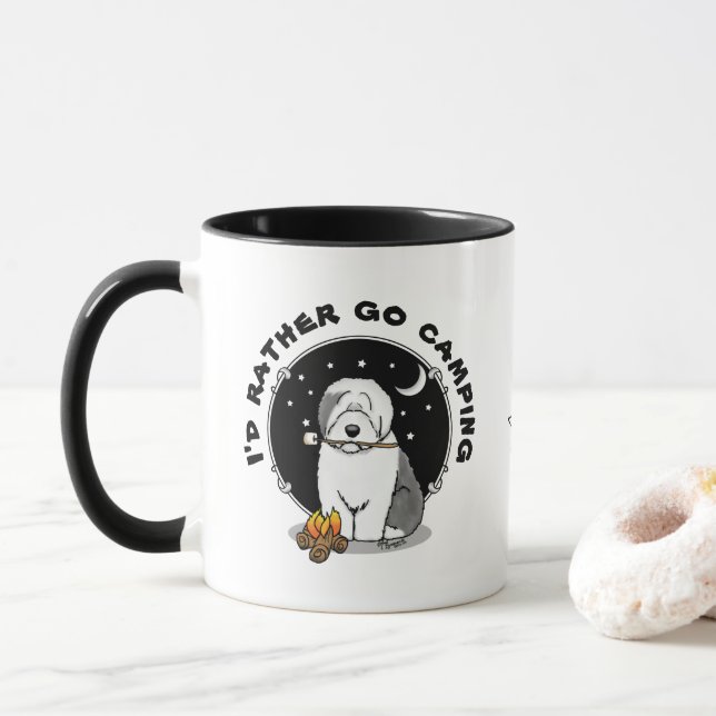Hiker Camper Old English Sheepdog Hund Grått 1 Mugg (Med munk)