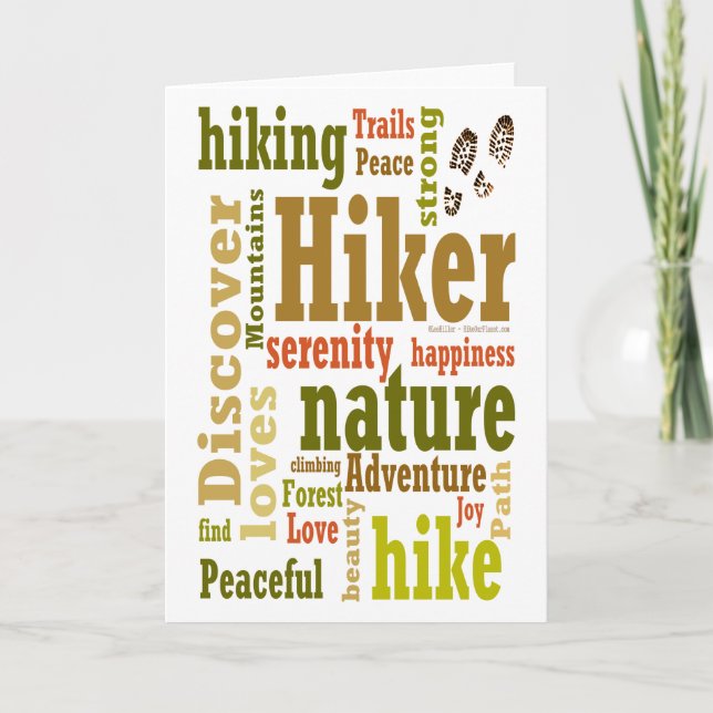 Hiker-dölj Ord-molnmappat gratulationskort Kort (Framsida)