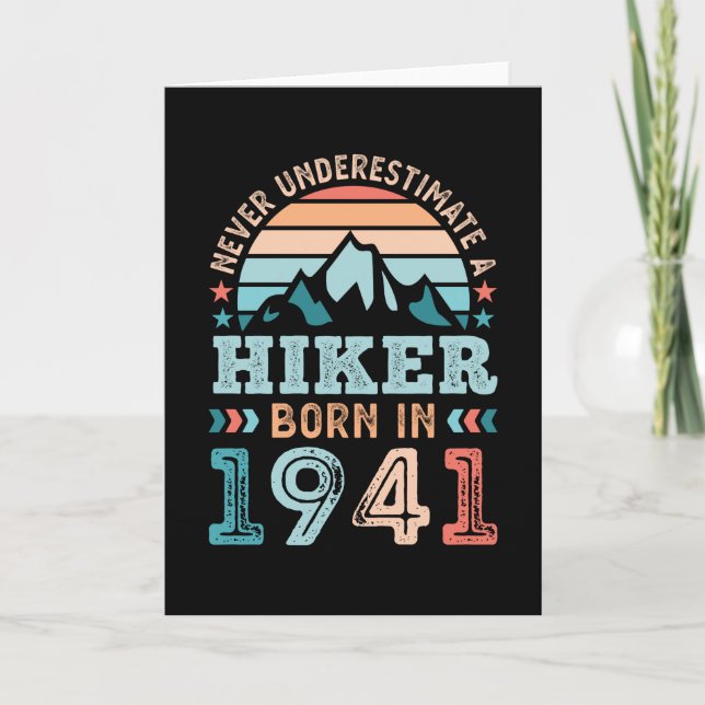 Hiker, född 1941, 80:e födelsedagen, hiking Retro  Kort (Framsida)