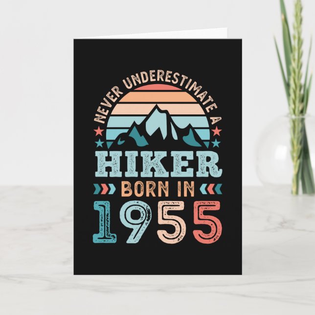 Hiker, född 1955, 70:e födelsedagen, hiking Retro  Kort (Framsida)