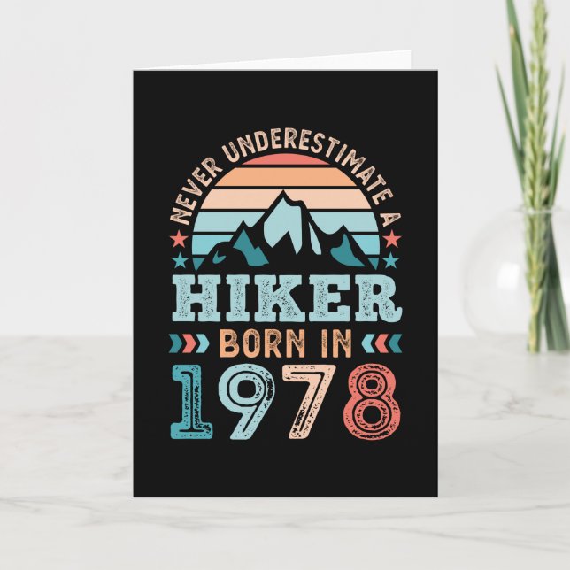 Hiker, född 1978, 50:e födelsedagen, hiking Retro  Kort (Framsida)
