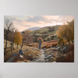 Hiker i backe poster