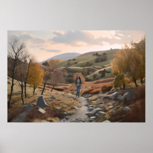 Hiker i backe poster