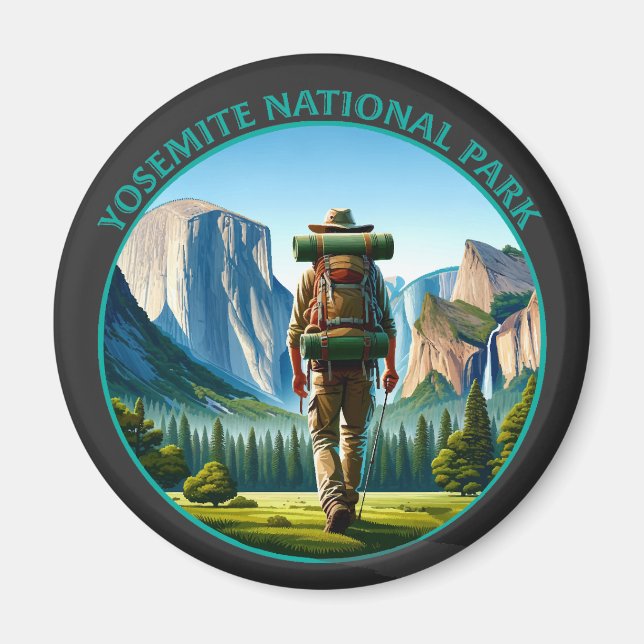 Hiker i nationalparken Yosemite Magnet (Framsidan)