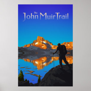 Hiker och Banner Peak - John Muir Trail - Logotyp Poster