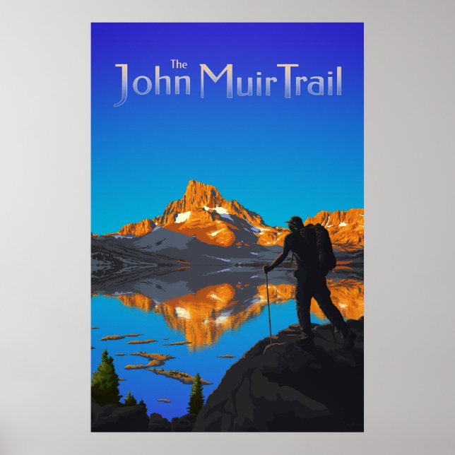 Hiker och Banner Peak - John Muir Trail - Logotyp Poster (Framsidan)