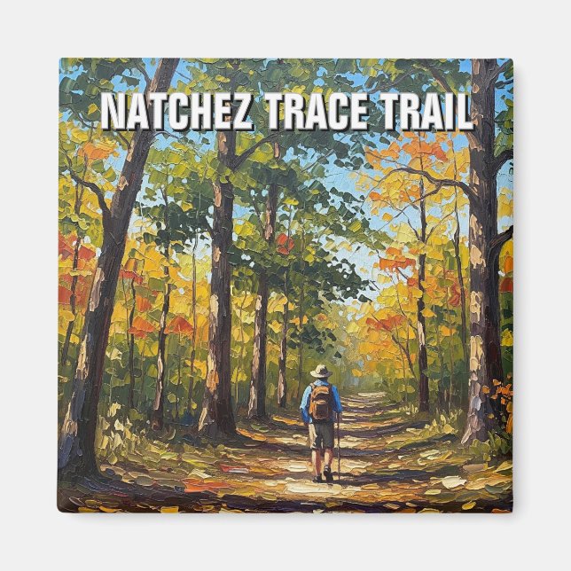 Hiker på Natchez Trace Trail Magnet (Framsidan)