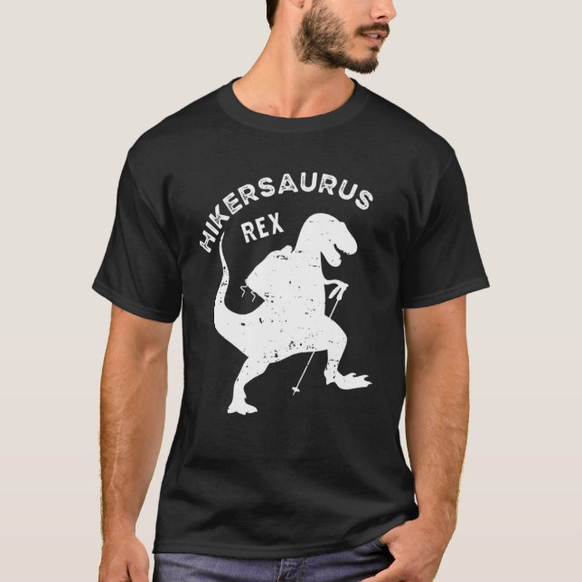 Hiker Saurus Rex doinosaur Rex Hiking Camping Adve T Shirt (Framsida)
