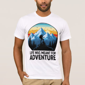 Hiker Silhouette Mountain Äventyr Design T Shirt
