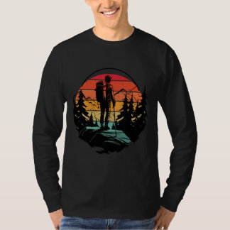 Hiker sunset retro t shirt