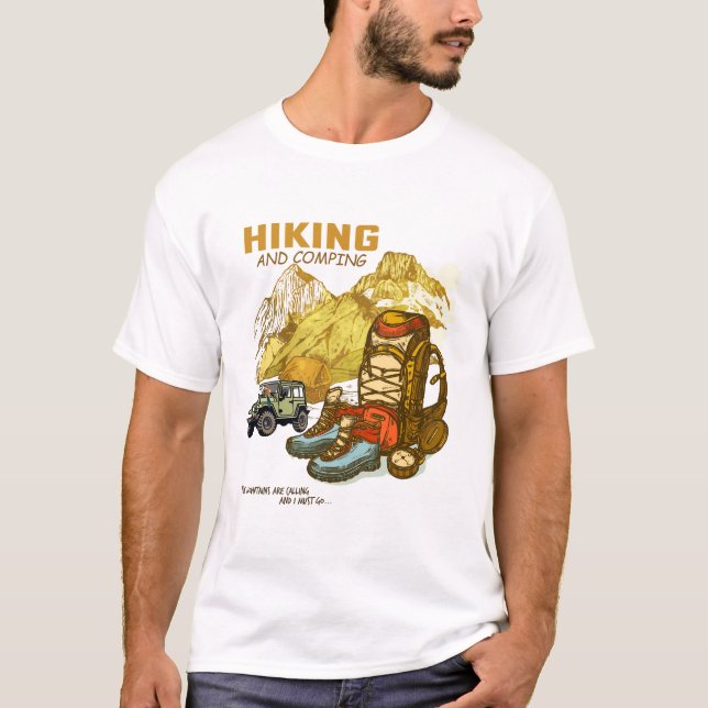 Hiking And Camping  T Shirt (Framsida)