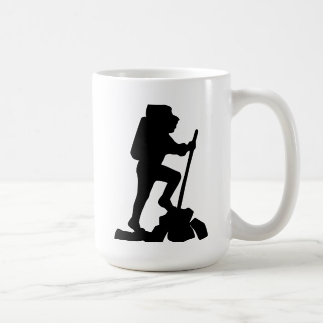 Hiking Äventyr Silhouette Mugg, Nature Älskare Gif Kaffemugg (Höger)