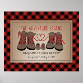 Hiking Boots Buffalo Play Äventyr Baby Shower Poster