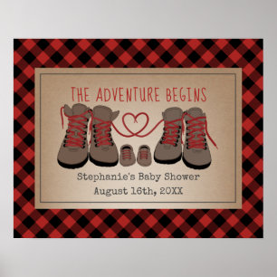 Hiking Boots Buffalo Play Äventyr Baby Shower Poster