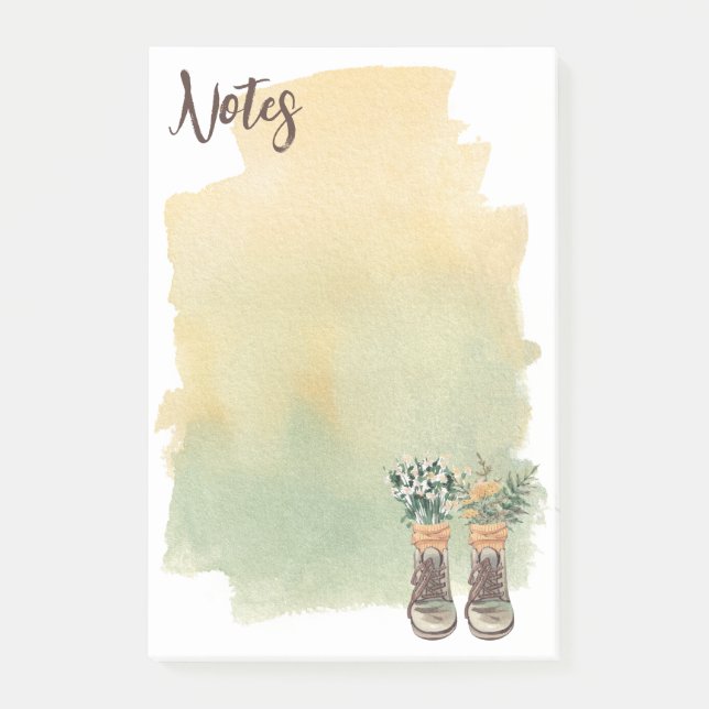 Hiking Boots & Wildblommor Post-it Block (Framsida)
