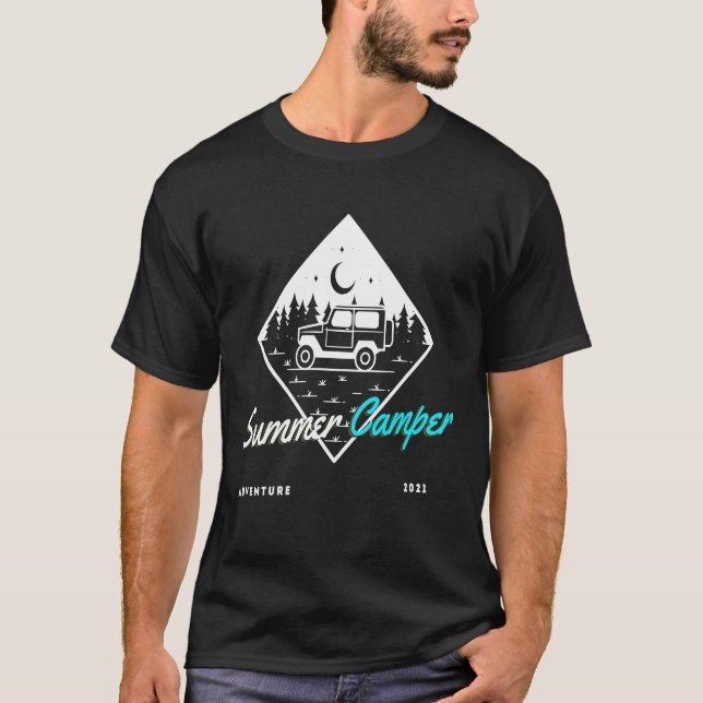 Hiking Camping Graphic Summer Camper hippie Vibes T Shirt (Framsida)