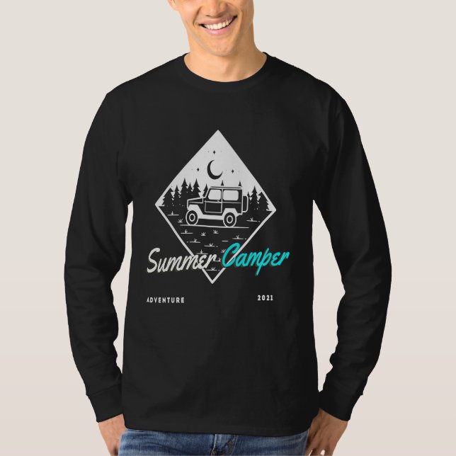 Hiking Camping Graphic Summer Camper hippie Vibes T Shirt (Framsida)