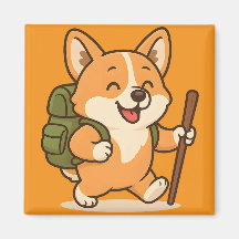 Hiking Corgi Magnets | Cute Äventyr Kitchen Deco