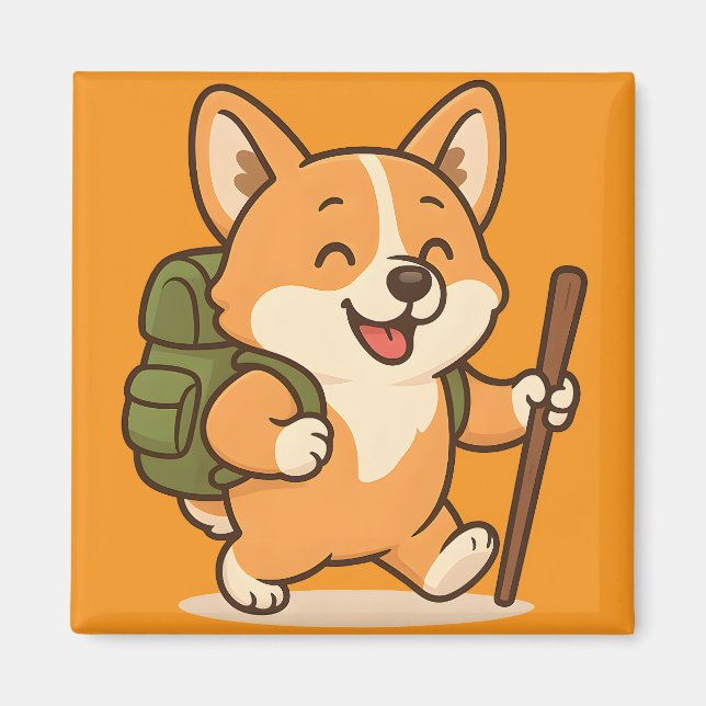 Hiking Corgi Magnets | Cute Äventyr Kitchen Deco Magnet (Framsidan)