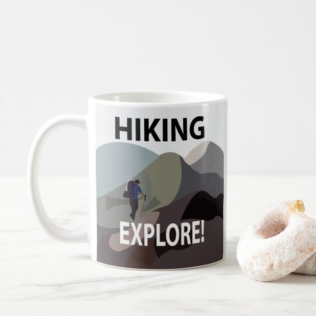 Hiking Explore Mountains Äventyr Hiking Kaffemugg (Med munk)