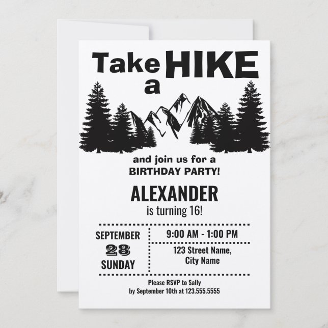 Hiking Födelsedagsfest inbjudan (Framsida)