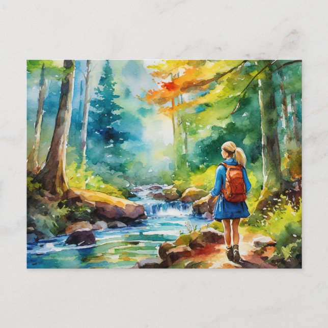 Hiking Girl Vykort (Framsida)