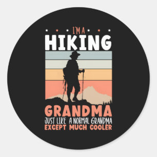 Hiking Grandma Mountain klättervallning Hiker Gran Runt Klistermärke