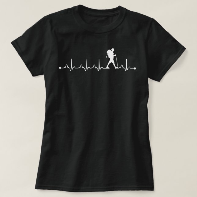 Hiking Heartslag EKG Hiker Älskare Pulse EKG 1610 T Shirt (Design framsida)