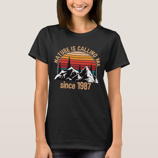 Hiking Hiker Birthday 1987 Funny Gift T Shirt (Framsida)