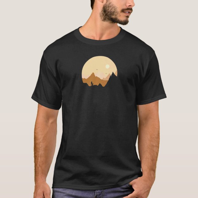 Hiking Hund Mountains German Shepherd T Shirt (Framsida)