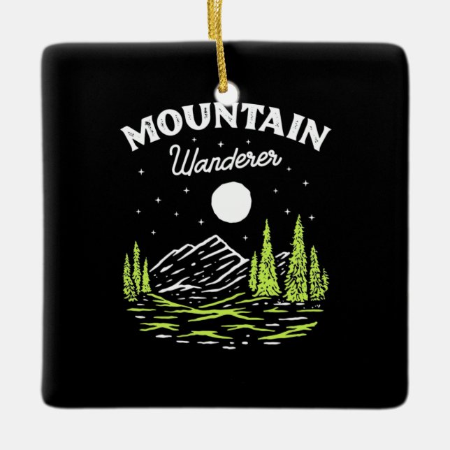 Hiking Mountain Wanderer Julgransprydnad Keramik (Framsida)