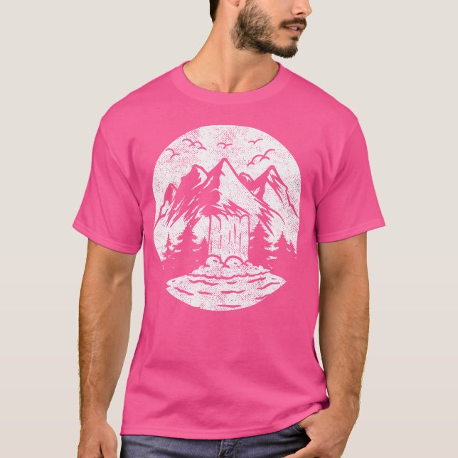 Hiking Natature Forest Waterfall Wander Hike utomh T Shirt (Framsida)