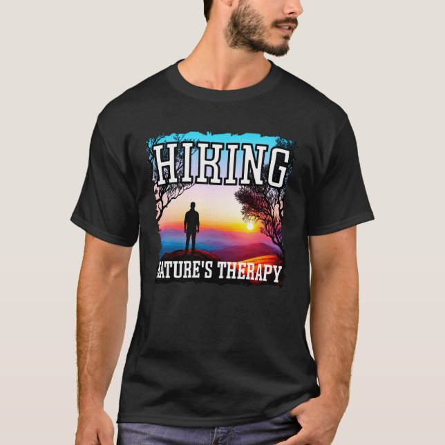 Hiking nature s therapy sunset hiking t shirt (Framsida)