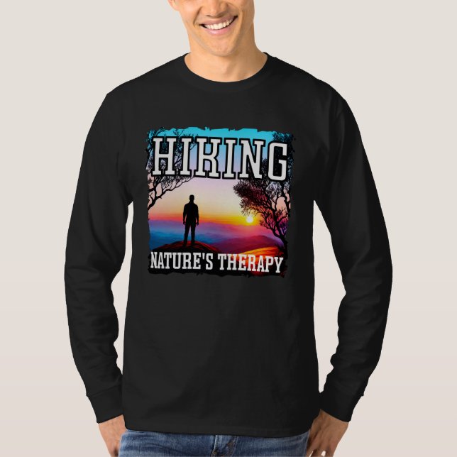 Hiking nature s therapy sunset hiking t shirt (Framsida)