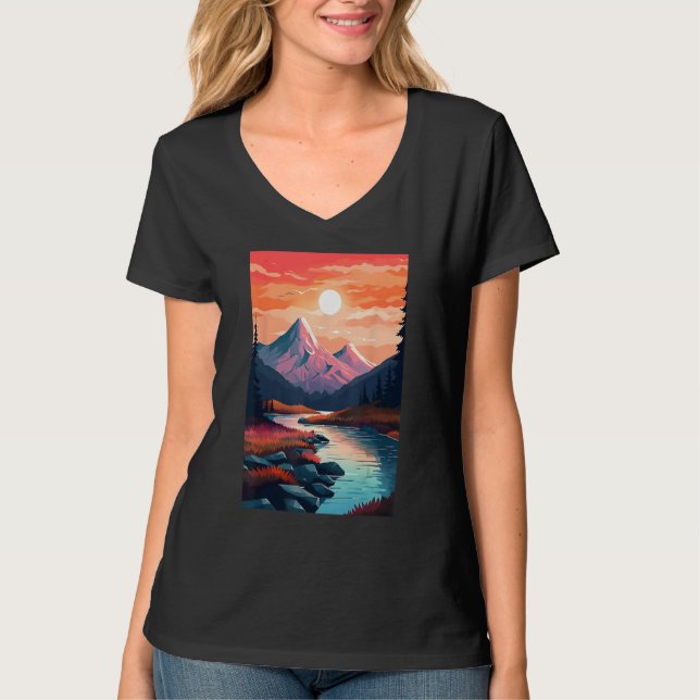 Hiking outdoor mountains landscape t shirt (Framsida)