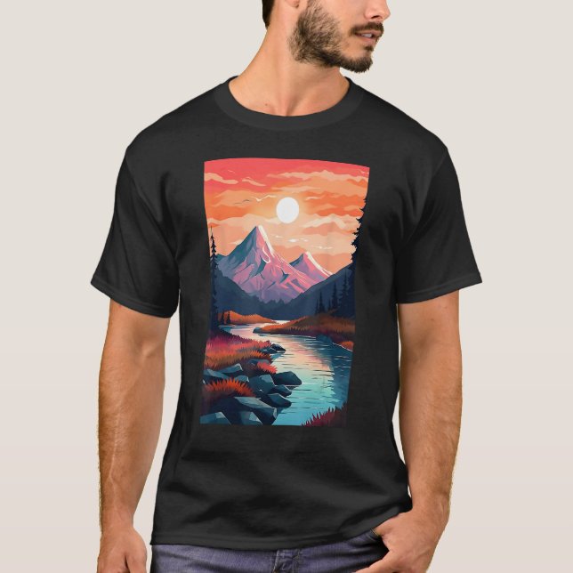 Hiking outdoor mountains landscape t shirt (Framsida)