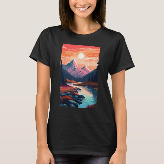 Hiking outdoor mountains landscape t shirt (Framsida)
